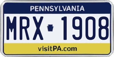 PA license plate MRX1908