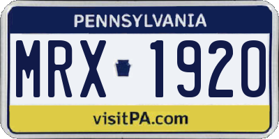 PA license plate MRX1920
