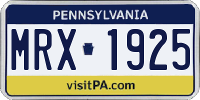 PA license plate MRX1925