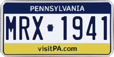 PA license plate MRX1941