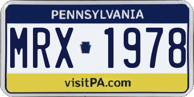 PA license plate MRX1978