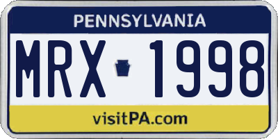 PA license plate MRX1998