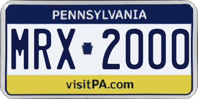 PA license plate MRX2000