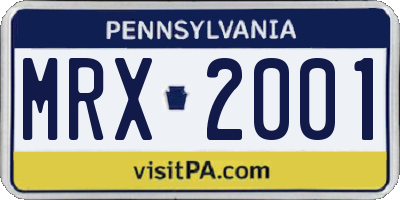 PA license plate MRX2001