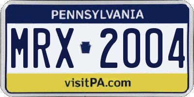 PA license plate MRX2004