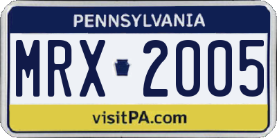 PA license plate MRX2005