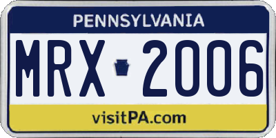 PA license plate MRX2006