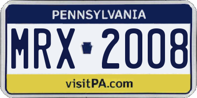 PA license plate MRX2008