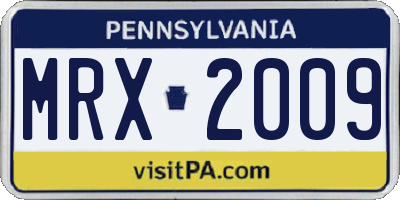 PA license plate MRX2009