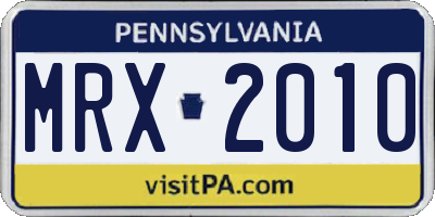 PA license plate MRX2010