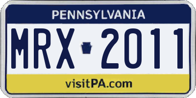 PA license plate MRX2011