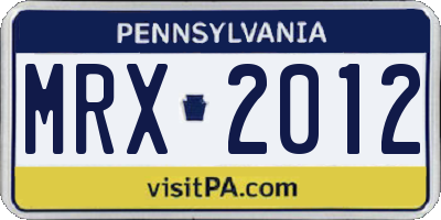 PA license plate MRX2012