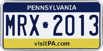 PA license plate MRX2013