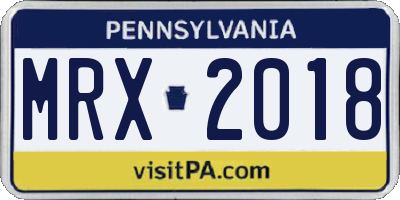PA license plate MRX2018