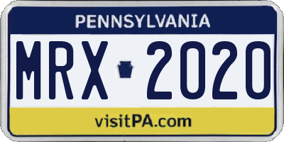 PA license plate MRX2020