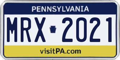 PA license plate MRX2021