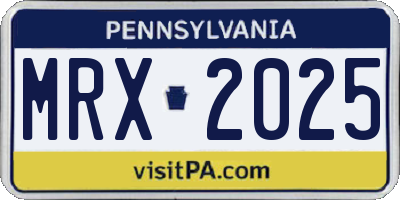 PA license plate MRX2025