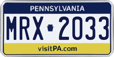 PA license plate MRX2033