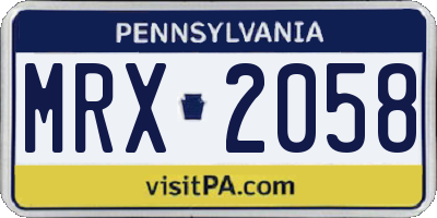 PA license plate MRX2058