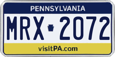 PA license plate MRX2072
