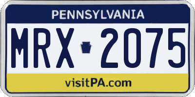 PA license plate MRX2075
