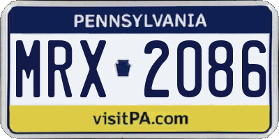 PA license plate MRX2086