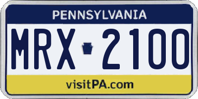 PA license plate MRX2100