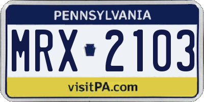 PA license plate MRX2103