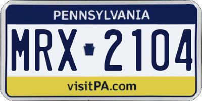 PA license plate MRX2104