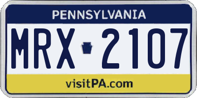 PA license plate MRX2107