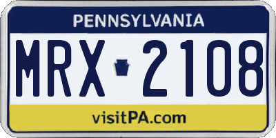 PA license plate MRX2108