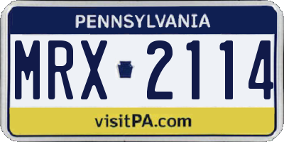 PA license plate MRX2114