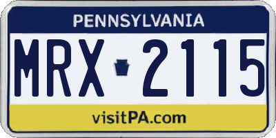 PA license plate MRX2115