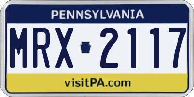 PA license plate MRX2117
