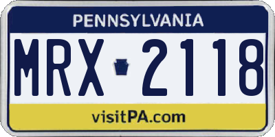 PA license plate MRX2118
