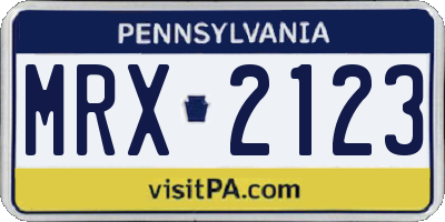 PA license plate MRX2123