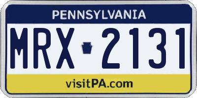 PA license plate MRX2131