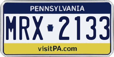 PA license plate MRX2133