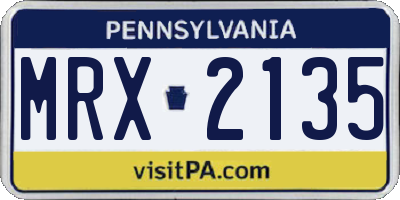 PA license plate MRX2135