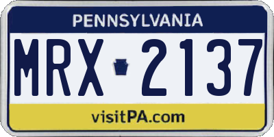 PA license plate MRX2137