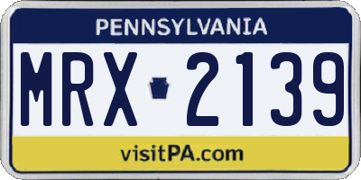 PA license plate MRX2139