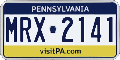 PA license plate MRX2141