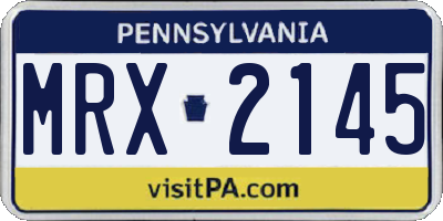 PA license plate MRX2145