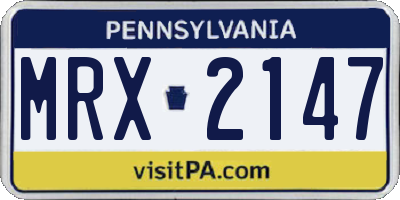 PA license plate MRX2147