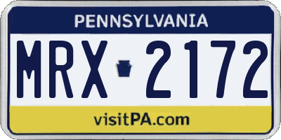 PA license plate MRX2172