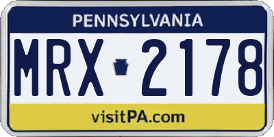PA license plate MRX2178