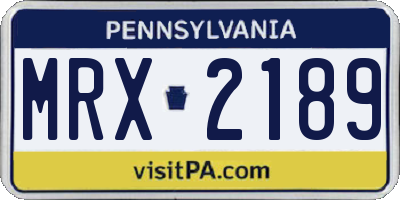 PA license plate MRX2189