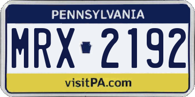 PA license plate MRX2192