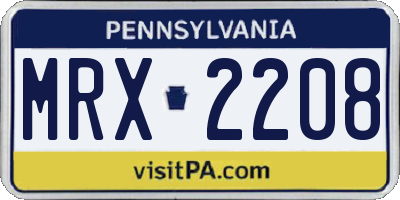 PA license plate MRX2208
