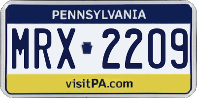 PA license plate MRX2209